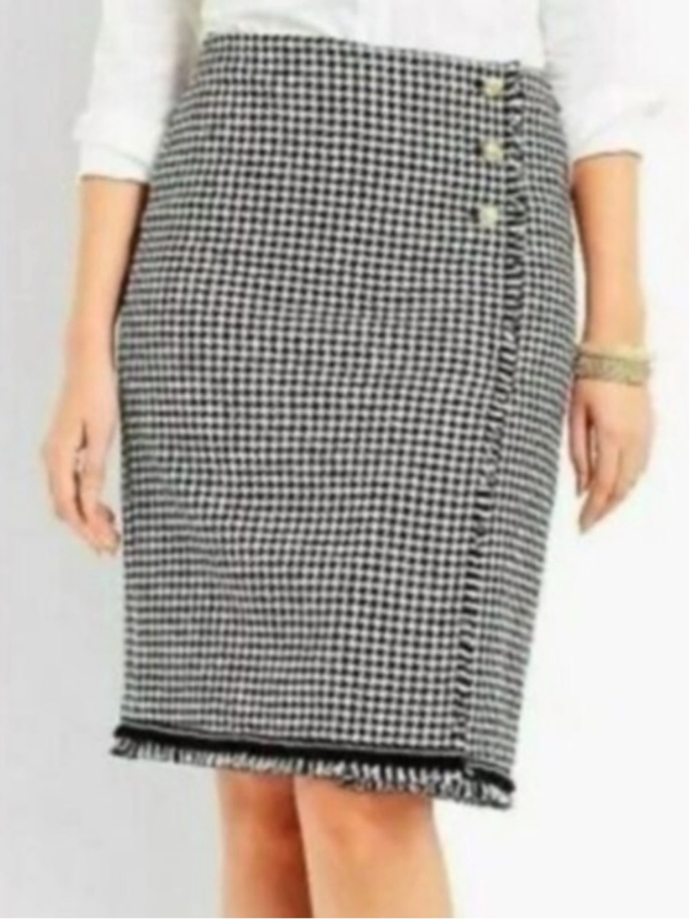Talbots Classic Tweed Faux Wrap Pencil Skirt, Size 4P